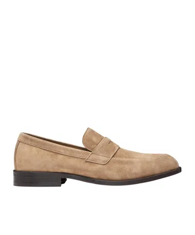 Hugo Boss Penny-slot Suede Loafers In Sand