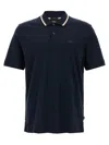 Hugo Boss Slim-fit Polo Shirt In Cotton With Striped Collar In Blue