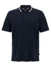 Hugo Boss Slim-fit Polo Shirt In Cotton With Striped Collar In Blue