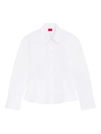 Hugo Boss Peplum Cotton Shirt In White