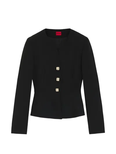 Hugo Boss Peplum-hem Button-up Jacket In Black