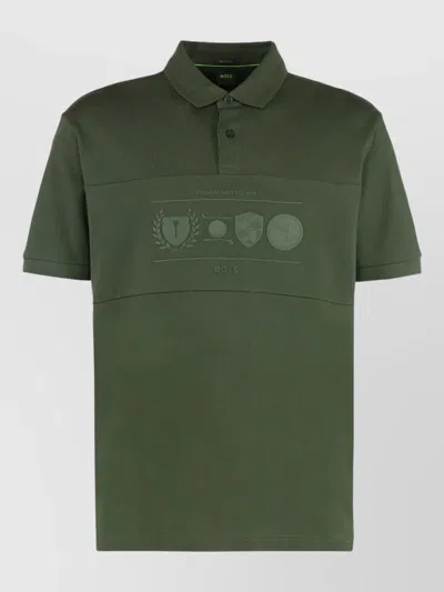 Hugo Boss Percy Heritage Cotton Polo Short Sleeves In Green
