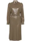 Hugo Boss Perforated Belted Shirt Dress In Brown