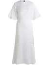 Hugo Boss Short-sleeved Dress With Ladder-lace Trims In White