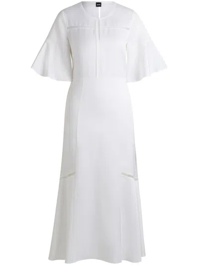 HUGO BOSS PERFORATED-DETAILING FLARED MIDI DRESS