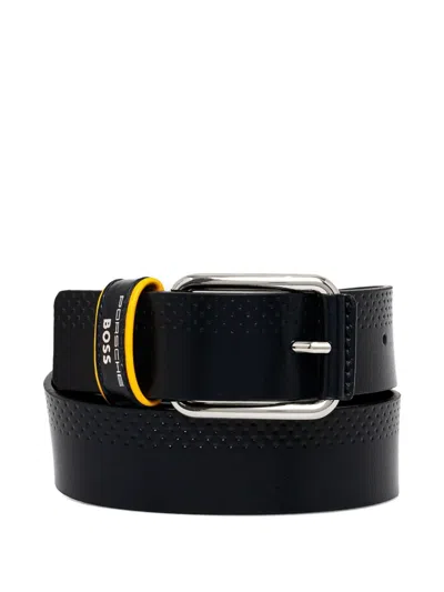 Hugo Boss Perforated Leather Belt In Black