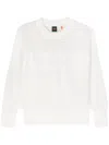 Hugo Boss Perforated-logo Open-knit Jumper In White
