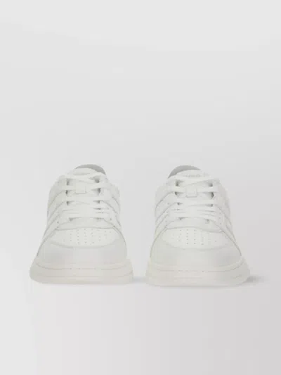 Hugo Boss Perforated Round Toe Rubber Sole Sneaker In White