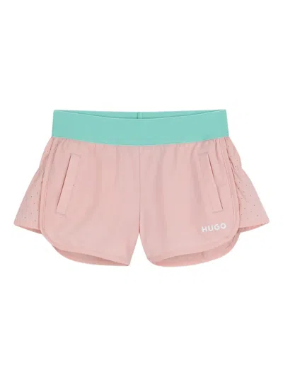 Hugo Boss Kids' Perforated Shorts In Pink