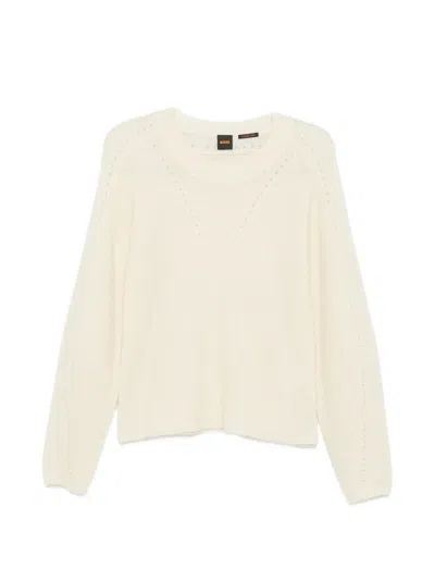 Hugo Boss Perforated-detail Sweater In Neutral