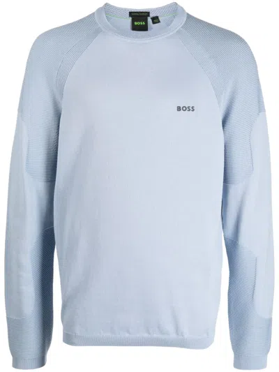 Hugo Boss Performance Crew-neck Sweatshirt In Blue