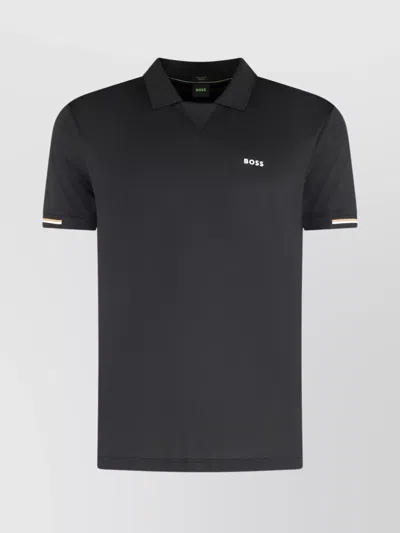 Hugo Boss Performance Fabric Polo Shirt In Black