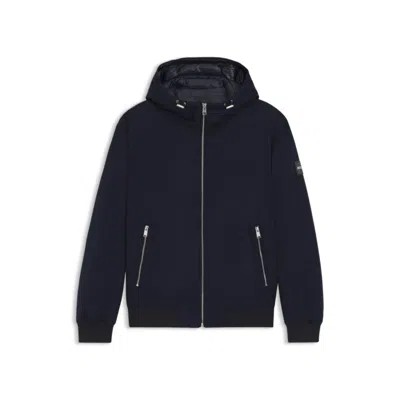 Hugo Boss Performance-flannel Jacket With Down Filling In Blue