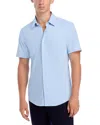 Hugo Boss Boss Roan Kent Geo Print Short Sleeve Performance Button-up Shirt In Blue