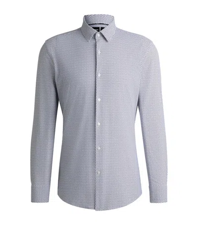 Hugo Boss Performance-stretch Jersey Printed Shirt In Blue