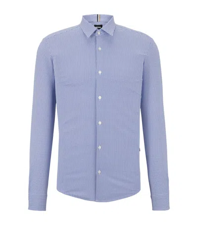Hugo Boss Performance-stretch Jersey Printed Shirt In Blue