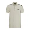 Hugo Boss Performance-stretch Polo Shirt With Contrast Logo In Beige