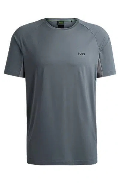 Hugo Boss Performance-stretch T-shirt In Mixed Materials In Green