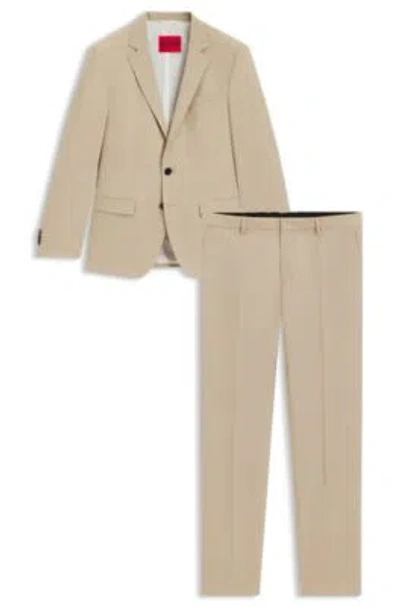 Hugo Boss Performance-stretch Slim-fit Suit In A Wool Blend In Brown