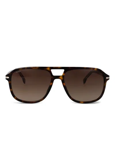 Hugo Boss Boss Havana Acetate Sunglasses In Brown
