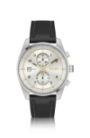 Hugo Boss Pilot-inspired Chronograph Watch With Black Leather Strap Men's Watches In Assorted-pre-pack