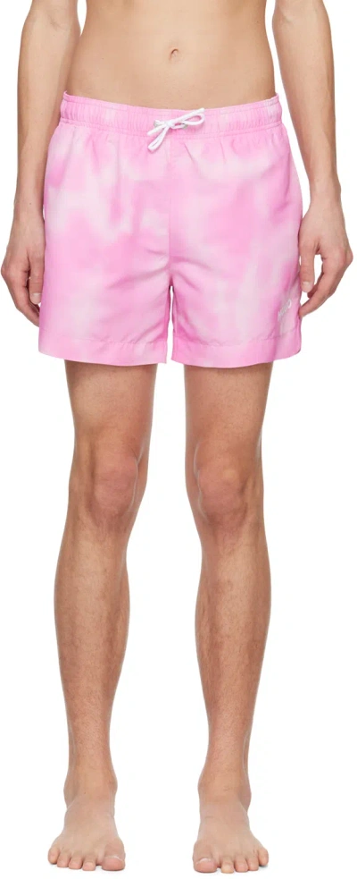Hugo Boss Pink Printed Swim Shorts In 680-light/pastelpink