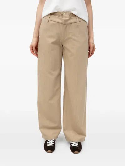 Hugo Boss Pinstripe Back-pocket Trousers In Neutral