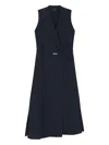 Hugo Boss Pinstripe Belted Midi Dress In Blue