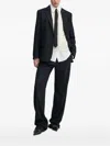 Hugo Boss Pinstripe Buttoned Suit Jacket In Black