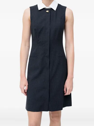 Hugo Boss Pinstripe Collared Mini Dress In Multi