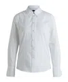 Hugo Boss Long-sleeved Blouse In Pinstripe Cotton In White