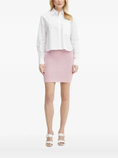 Hugo Boss Pinstripe Cropped Shirt In White