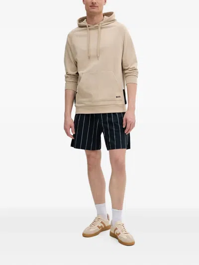 Hugo Boss Pinstripe Drawstring Shorts In Black