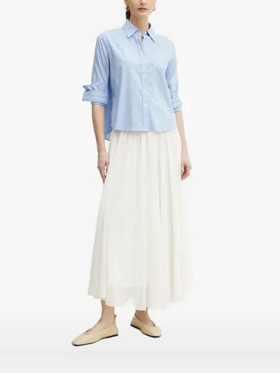 Hugo Boss Pinstripe Embroidered Shirt In Blue
