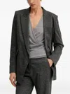 Hugo Boss Pinstripe Peak-lapel Blazer In Gold