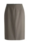 Hugo Boss Pinstripe Pencil Skirt In High-twist Wool In Light Grey