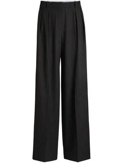 Hugo Boss Regular-fit Trousers In Pinstripe Stretch Fabric In Black