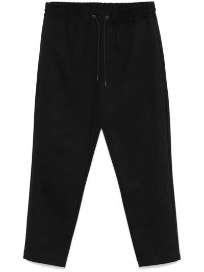Hugo Boss Pinstripe Tapered Trousers In Black