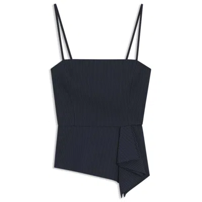 Hugo Boss Pinstripe Top With Peplum Hem In Multi