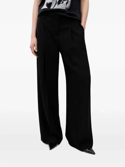 Hugo Boss Pinstripe Wide-leg Trousers In Black