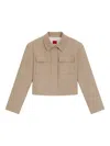 Hugo Boss Pinstriped Cropped Jacket In Brown
