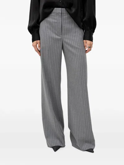 Hugo Boss Pinstripe-pattern Palazzo Pants In Gray
