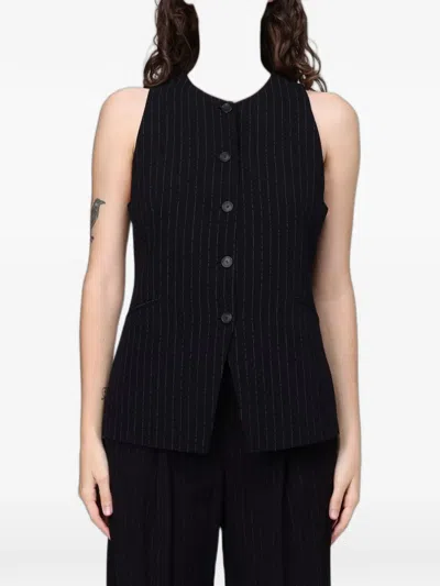 Hugo Boss Pinstripe-pattern Waistcoat In Black