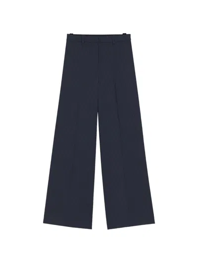 Hugo Boss Pinstripe-pattern Wide-leg Trousers In Blue