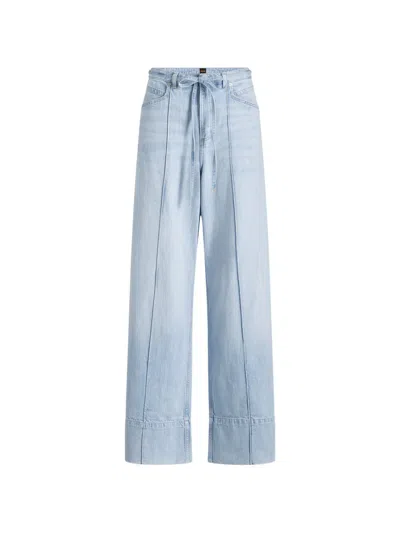 Hugo Boss Pintuck Drawstring Jeans In Blue