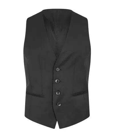 Hugo Boss Piped Pockets Waistcoat In Gray