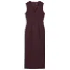 Hugo Boss Piped-waistband Dress In Virgin Wool In Burgundy