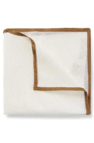 Hugo Boss Piqu-woven Pocket Square In Pure Silk In White