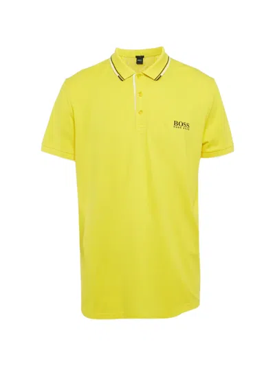 Pre-owned Hugo Boss Piqué Regular-fit Polo Shirt In Yellow