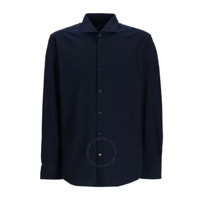 Hugo Boss Pique-weave Cotton Shirt In Blue